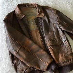 Vintage Crew Aviation Leather Jacket 1988